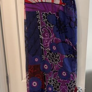 Desigual Blue and Purple Floral Scarf